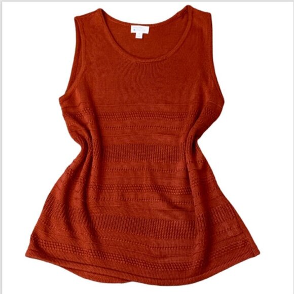 Market & Spruce Lightwt Textured Knit Sleeveless Tunic Tank Top Sz M Rust 15Q - Picture 1 of 7